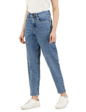 INKD Women's Stretchable Barrel Fit Jeans (Denim Divine, 32)