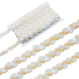 Yalulu 10 Meters Gleaming Ribbon Spangle Flat Sequins Paillette Ribbon DIY Sewing Trim Bridal Wedding Applique (White)