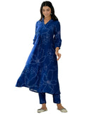 Anni Designer Women'S Cotton Blend Anarkali Printed Kurta With Pant (Marup Blue-Nw_5Xl_Blue_Xxxxx-Large),Blue,5XL