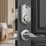 AkaGear DS10 Keyless Entry Door Lock with 2 Lever Handle, Fingerprint, Keypad Code, 2 Keys, Smart Locks for Front Door, Bedroom,