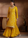 Libas Women'S Silk Blend Kurta Sets (278300R_Mustard_L)