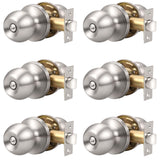 Knobonly 6 Pack Bedroom/Bathroom Satin Nickel Door Knobs Privacy Door Sets Hardware Interior Ball Shap Door Handles
