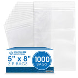 Spartan Industrial - 5X 8(1000 Count) 2 Mil Clear Reclosable Zip Plastic Poly Bags with Resealable Lock Seal Zipper