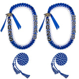 ALKB 22 Pcs Graduation Leis, Grad Decor with Honor Cord Class of 2025 Gifts for Women/Man Blue + White (2 Pack)