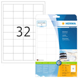 HERMA Self Adhesive Multi-Purpose Labels, 32 Labels Per A4 Sheet, 320 Labels for Laser and Inkjet Printers, Small, 48.3 x 33.8 m