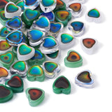 Boutigem 50Pcs Love Heart Temperature Sensing Color Changing Beads Two Tone Glass Heart Beads Crystal Valentines Love Loose Spac