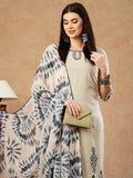 Anni Designer Women'S Cotton Blend Straight Embroidered Kurta With Pant & Dupatta (Bhavi Blue_Xl_Blue_X-Large),Blue,XL,,,