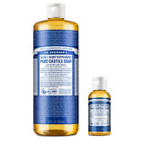 Dr. Bronner's - Pure-Castile Liquid Soap (Peppermint, 32 ounce and 2oz bundle) - Made with Organic Oils, 18-in-1 Uses: Face, Bod