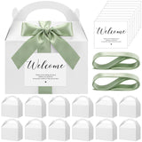 Maitys 24 Set Large Welcome Gable Boxes 9x6x6 Inch with Ribbon and Label Large Welcome Gable Favor Treat Boxes with Handles Whit