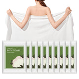 Tvvcalk Disposable Bath Towels, 10 Pack 55 x 27.5 Ultra Soft, Quick Dry Disposable Body Towel, Portable Travel Towel for Hotel C