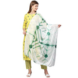 Anni Designer Women'S Cotton Straight Kurta With Pant & Dupatta (Kptd-Cot-10056-Yellow_Xxl_Yellow_Xx-Large),Yellow,2XL
