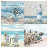 4 Pack Beach Diamond Art Kits for Adults Beginners,Full Round Drill DIY Diamond Painting Kits,Paint by Diamonds Dot Gem Art Crys