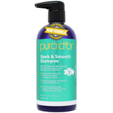 PURA DOR Sleek & Smooth Shampoo (16oz) Soothing and Strengthening Formula with Organic Aloe Vera, Argan, Castor, Bergamot & Ger