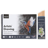 Brustro Drawing Wiro Paper Pad (A4,200 GSM,24 Sheets) with CRETACOLOR Artists Studio Line Pastel Pencil (Set of 8Nature Collect