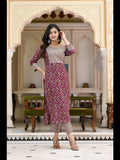 Anni Designer Women'S Cotton Blend Printed Straight Kurta And Pant (Shivpuri-Maroon-Cmd_L_Maroon_Large),Maroon,L,Cotton Blend,Regular,Kurta