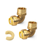 (Pack of 2) EFIELD Push-fit 1/2 x1/2 FNPT Female Threaded Elbow Fittings Push to Connect Pex, CPVC, 1/2 Inch with a Disconnect C