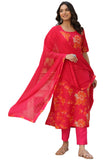 Anni Designer Women'S Cotton Blend Straight Printed Kurta With Pant & Dupatta (Aux-Orange-Bfv_5Xl_Orange_Xxxxx-Large),Orange,5XL