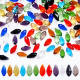 AHANDMAKER 100 Pcs Faceted Teardrop Glass Beads, 10 Colors Transparent Waterdrop Crystal Glass Beads Top Drilled Drop Spacer Bea