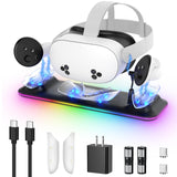 Charging Dock for Meta Quest 3S/3, Kinwin PD 18W Fast Charging Station for Oculus 3S Accessories with RGB Light, Magnetic Charge