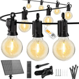 Brightown 108FT Solar String Lights Outdoor with Remote and 52 LED Shatterproof Bulbs, Dimmable & Timable, 3 Light Modes, Solar