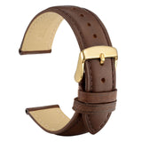 WOCCI 20mm Vintage Leather Watch Band for Men and Women, Gold Buckle (Dark Brown)