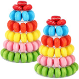 Juexica 2 Pcs Round Macaron Tower Stand 6 Tiers Plastic Cupcake Display Rack Macaron Display Wedding Cupcake Food Serving Stands