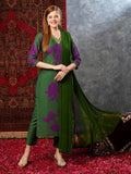 Anni Designer Women'S Cotton Blend Straight Printed Kurta With Pant & Dupatta (Protin-Green-Jl_S_Green_Small),Green,S,,,