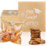 Fuyoooo 100 Pcs 2025 Graduation Party Favors for Guests One Smart Cookie Gift Bags Buffet Treat Candy Snack Kraft Paper Bags wit