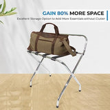 High-Back Luggage Rack, Lightweight Fold-Flat Design, Compact Chrome Finish
