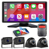 RV Backup Camera with Carplay Android Auto for RV Horse Trailer Semi Box Truck,1080P HD 4 Splits 10.36 Touch Monitor Rear/Side B