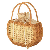 Enakshi Hand Woven Rattan Handbag Boho Style Picnic Travel Clutch Bag Hand Basket Semicircular|Clothing, Shoes & Accessories | W