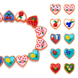Elecrelive 30Pcs Heart Lampwork Beads Painted Heart with Fruit Beads Cherry Apple Strawberry for Valentine's Day Bracelet Neckla