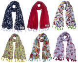 Fusfus WomenS Printed Chiffon Scarves And Stoles, Free Size(Multicolour, Fs1763) Pack Of 6 (Multicolor4)