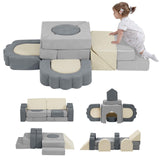 MOOZHEALTH 13 Pieces Foam Climbing Blocks for Toddlers 1-3|Floral Kids Soft Play Set for Indoor,Baby Crawing Climbing Gym for Pl