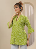 Libas Women'S Cotton Bandhani Straight Kurtis (29713_Green_L)
