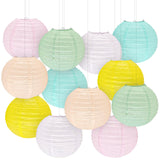 12Pcs 8 Colorful Pastel Paper Lanterns for Spring, Classroom, Children's Room, Mother's Day, Baby Shower, Wedding, Birthday Part