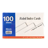 BAZIC Ruled Index Cards 5 X 8 100 Count, White Color Flashcards, Ruled Lined Card for Learning Memory Reminder (100/Pack), 1P