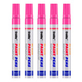 Pink Paint Markers, 5 Pack Oil-Based Waterproof Quick Dry Permanent Paint Pen Set for Rocks Painting, Wood, Fabric, Plastic, Can