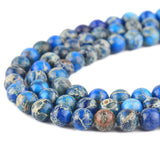 8mm Natural Royal Blue Imperial Jasper Polished Round Smooth Loose Beads Approxi 15 1 Strand per Bag for DIY Making Bracelet Nec