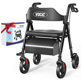 VOCIC Walkers for Seniors, Z21 Rollator Walker with Seat Supports 350lb, 8 Big Wheels for All Terrain, Ergonomic Arc Seat & 6 Ul