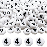 MIIIM 200 Pcs Serif Number 4 Beads for Bracelets, 4x7mm Round Number Beads 4 for Phone Digits, Keychains, Necklace (Digit 4)