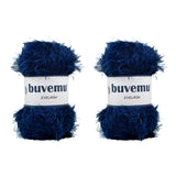 Buvemu Eyelash Fun Fur Yarn 100 Gram (3.53 Ounces) 175 Yards (160 Meters) (Night Blue - 2 Skeins)