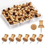 40Pcs Wood Push Pins, Thumb Tacks for Decorative, Wooden Pins and Tacks, Cork Board Thumbtacks, Cute Thumbtack for Wall and Bull