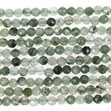 MJDCB 3mm Faceted Natural Green Hair Quartz Round Loose Beads for Jewelry Making DIY Bracelet Necklace