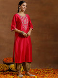 Libas Women'S Silk Floral Straight Kurta (G2732_Pink_L)