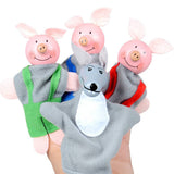 3 Little Pigs and Wolf Finger Puppets Story Telling Toy for Toddler Kids, Three Little Pigs Puppet Costume for Parent Child Inte