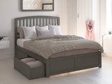 AFI Richmond Queen Size Platform Bed with Footboard & Storage Drawers in Grey