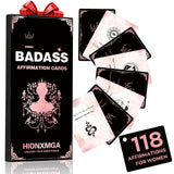 HIONXMGA Badass Affirmation Cards (Double-Sided) - 118 Daily Motivational and Inspirational Affirmations for Women, Gifts for Wo