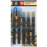 ARTEZA Detail Paint Brushes, Set of 15, Miniature Sizes, Fine Tips