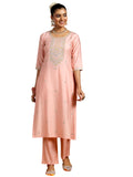 Libas Women'S Silk Blend Embroidered Kurta Set (Gs951_Peach